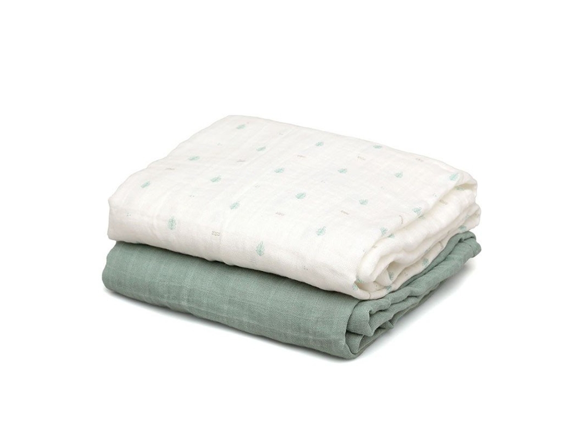 Conjunto de duas musselinas de bambu Kiokids 120 x 120 cm