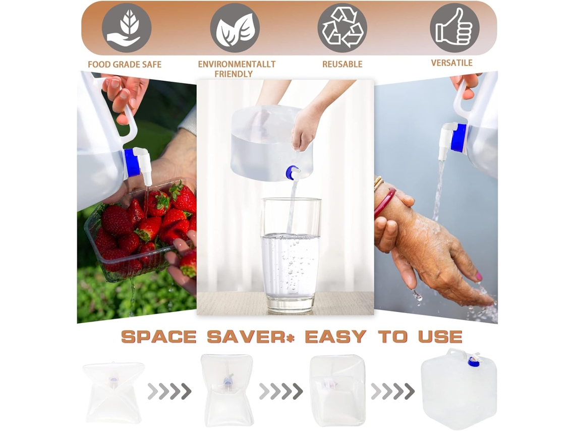 Lurelia Recipiente De Água Dobrável 15l 25 5 X Cm Pvc Torneira Sem Bpa Portátil Campismo