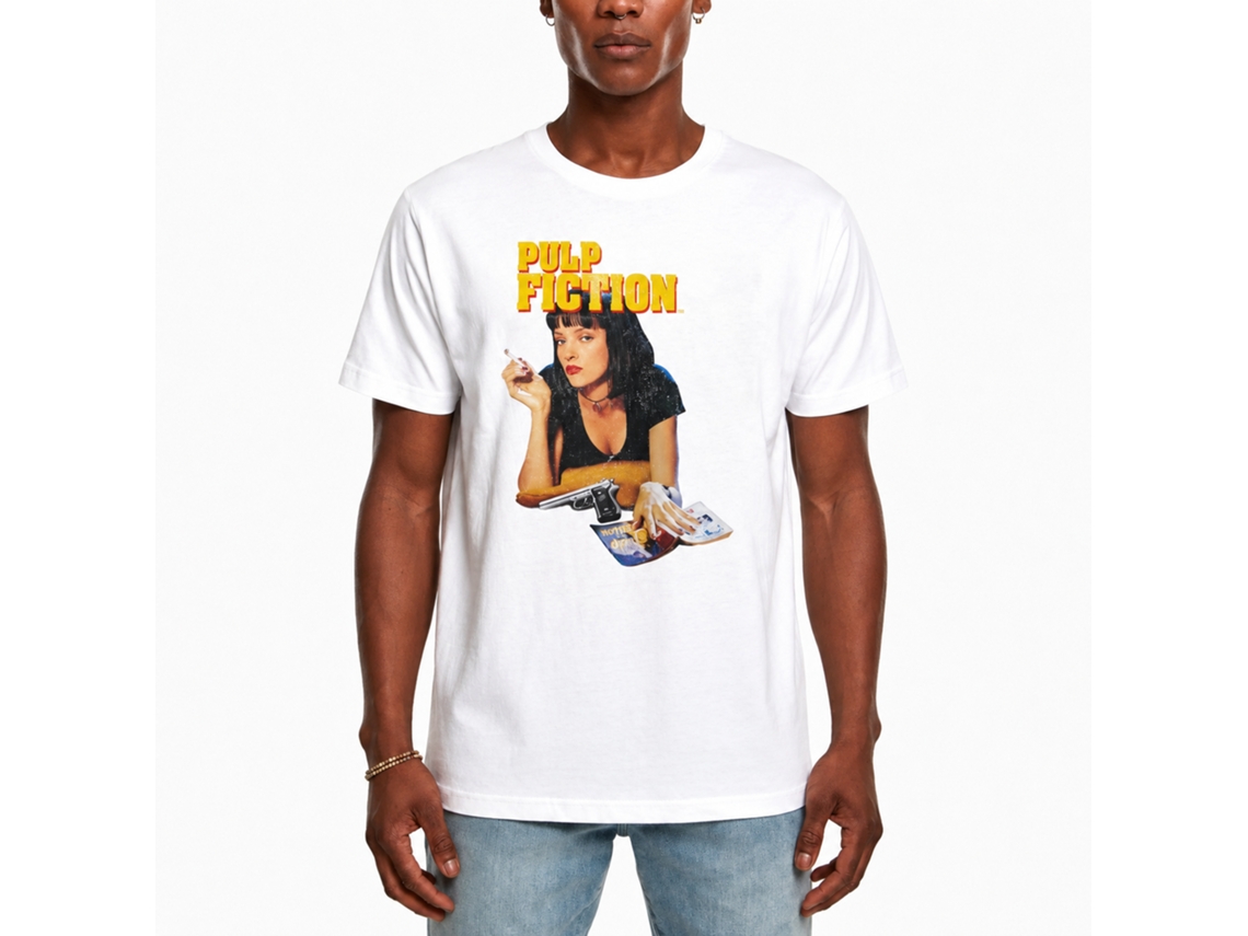 Rockinstone Men's T-shirt Pulp Fiction Vintage Mia Wallace Graphic Print Tee White Size:m