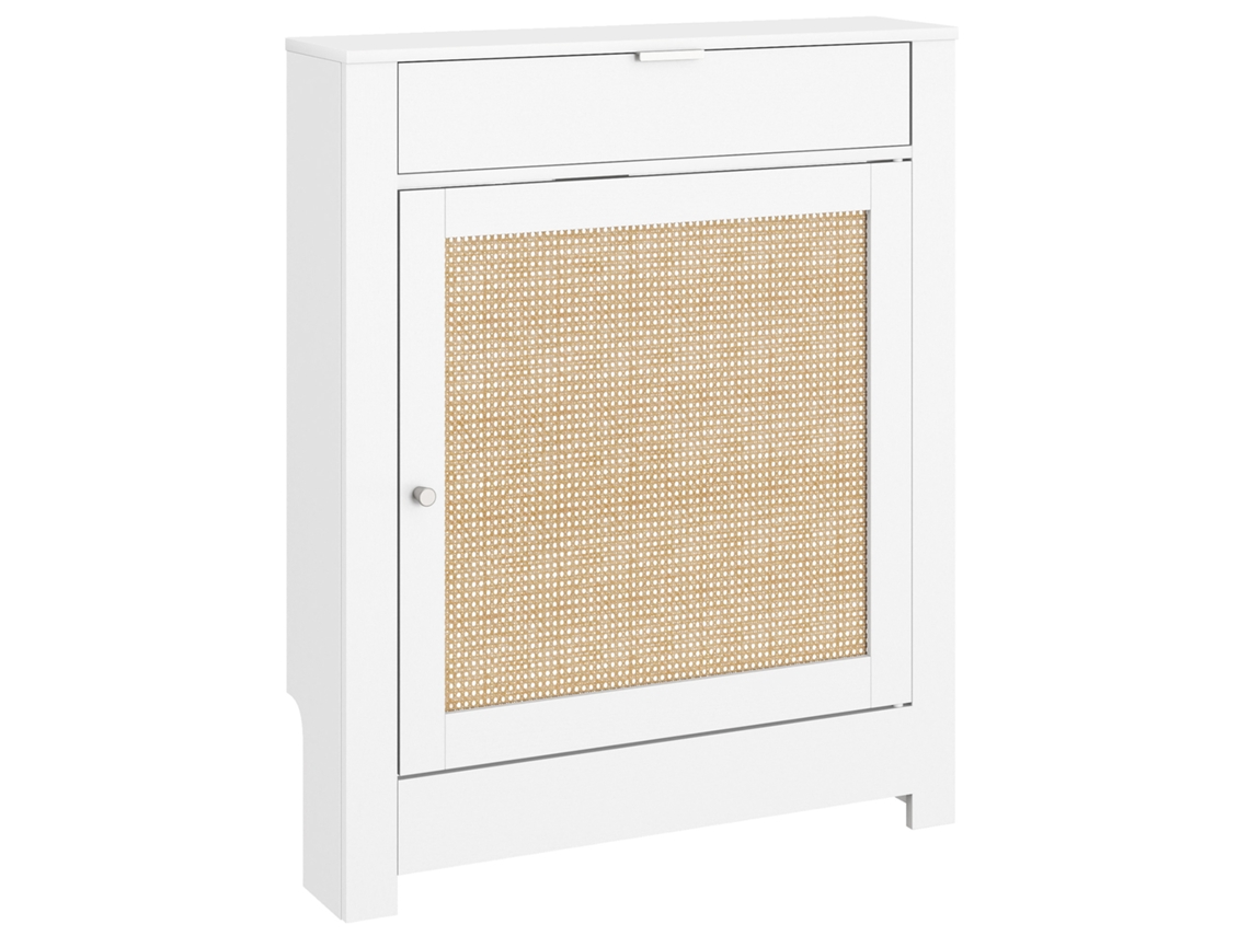 Cobertura Para Radiador Com Porta Abatível E Rattan, Compartimento, Branco