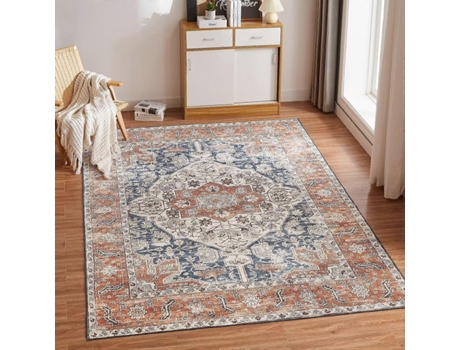 Tapete Lavável Antiderrapante Para Sala De Estar, Macio, De Pelo Curto, Grande, Retrô, Oriental, Boho, Tapete Denso Sem Fiapos, 80x160cm