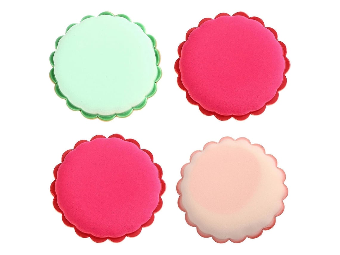 Esponja De Maquiagem Redonda, Tamanho Compacto, Cores Sortidas, 4 Unidades Everley891