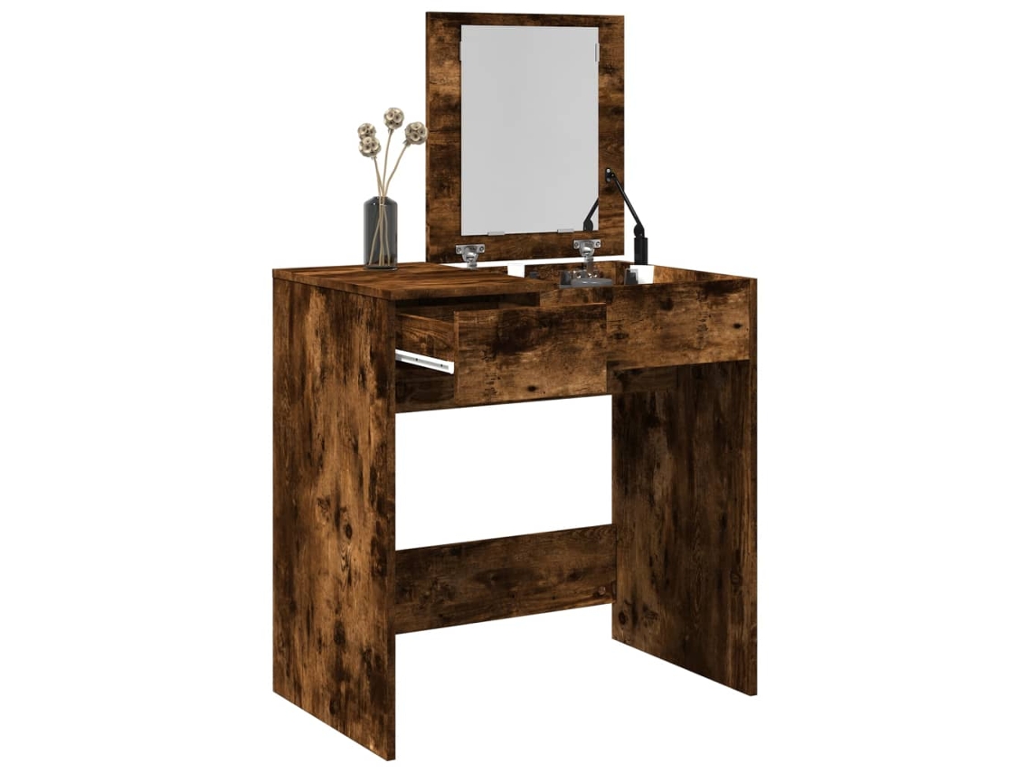 Vidaxl Toucador Com Espelho 73x46,5x120 Cm Cor Carvalho Fumado