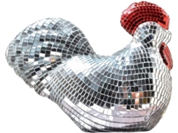 Bola de discoteca em formato de galinha, decoração de mesa em vidro refletivo