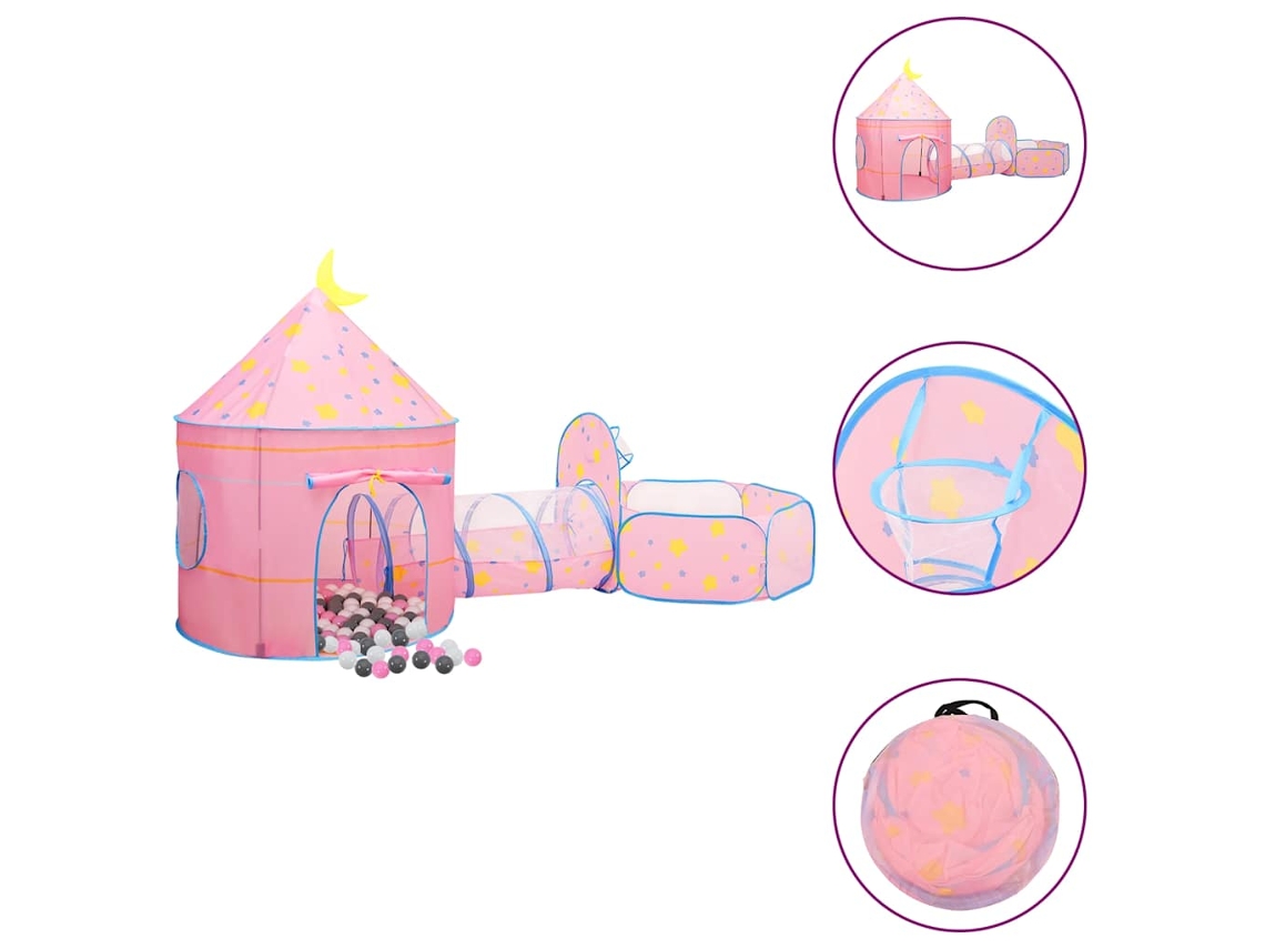 Vidaxl Tenda De Brincar Infantil Com 250 Bolas 301x120x128 Cm Rosa