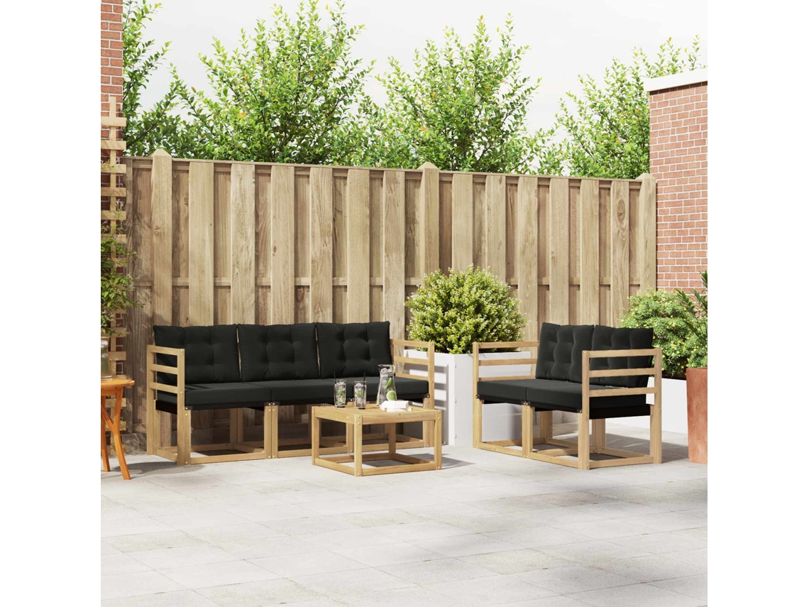 Vidaxl Conjunto De Sofás Para Exterior 6 Unid. Branco E Preto