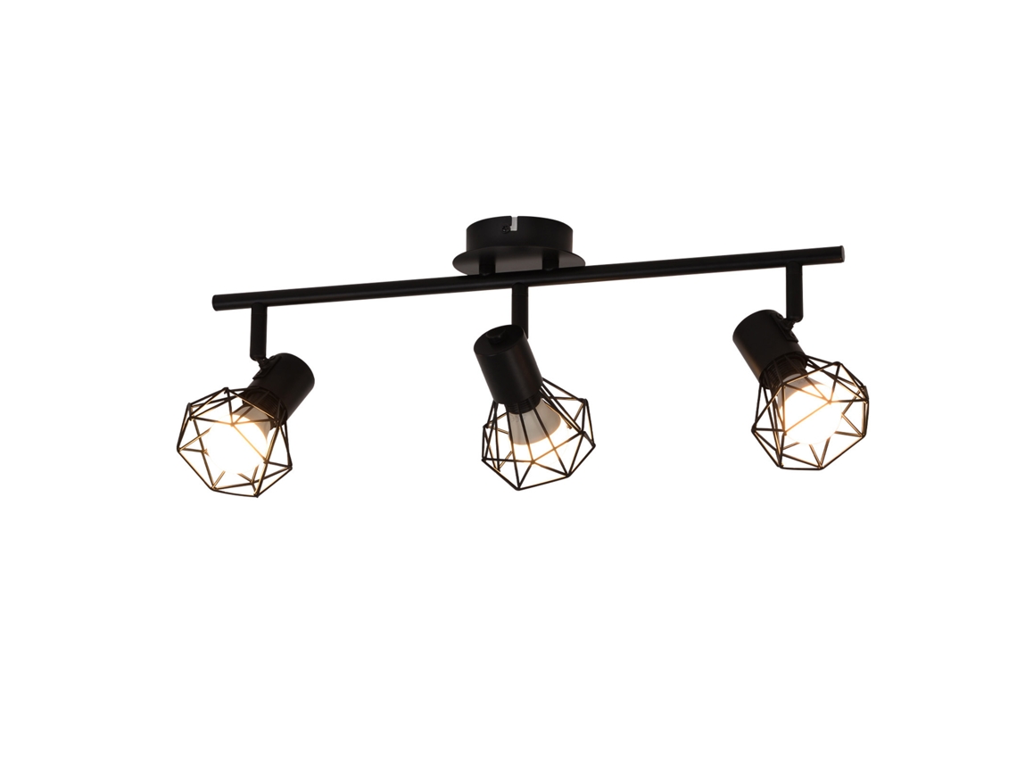Nettlife 3 Focos De Teto Pretos E14 Retro Ajustável 350 ° Metal Industrial Para Quarto Sala De Estar Escritório Corredor Sem Lâmpadas