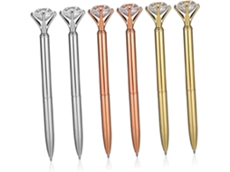 Conjunto De 6 Canetas Esferográficas Com Acabamento Em Diamante Nas