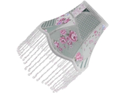 Abajur de Mesa em Tecido Floral Vintage com Franjas de Contas para um Ambiente Acolhedor. SFUSHOS