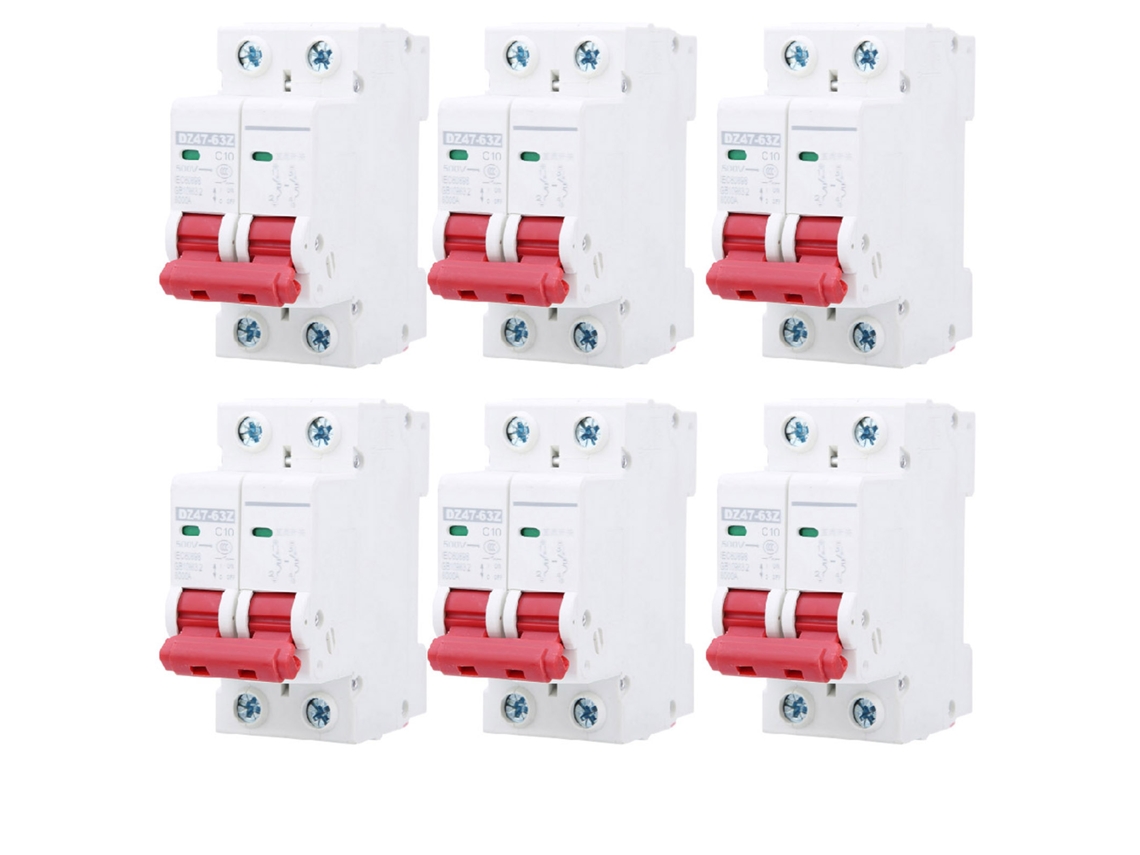 Laxiscreed Disjuntor Fotovoltaico 6 Peças 2p Dc 500v Com Proteção Contra Sobrecarga E Fugas
