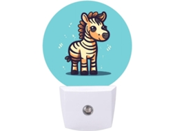 Luminária Noturna com Design Animado de Zebra, Luminária Noturna LED com Sensor de Luz, Luminária Noturna Branca