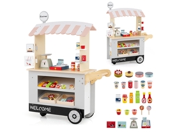 Food Truck de Madeira Infantil com 30 Acessórios, 3+ Anos
