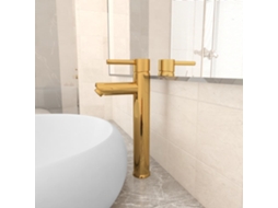Vidaxl Torneira Misturadora Para Casa De Banho 12x30 Cm Dourado