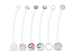 6pcs Anéis de Umbigo para Gravidez Esportivo Estilos Mistas Flexíveis 14g 38mm Nuevo Rosa