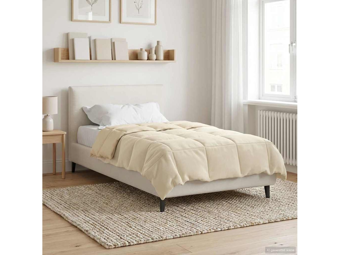 Vidaxl Edredom De Inverno Colchonete Creme 155 X 220 Cm Microfibra