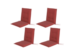 Conjunto 4 Almofadas Cadeira 108x50x5cm Vinho Outdoor Indoor
