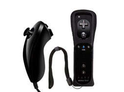 Controle De Jogo Para Wii, Com Alça Nunchaku, Capa De Silicone E Alça De Pulso (preto) Cuich