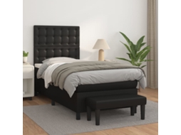 Vidaxl Cama Com Molas/colchão 90x190 Cm Couro Artificial Preto