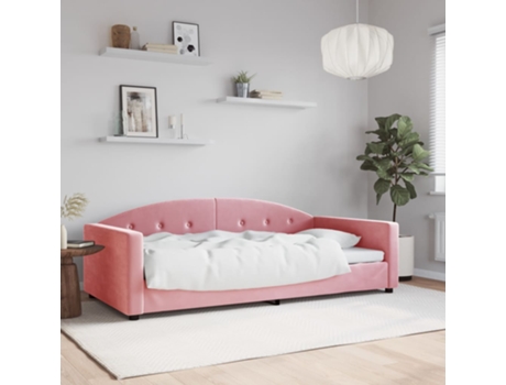 Sofá Cama VIDAXL Veludo Rosa (100x200 cm)