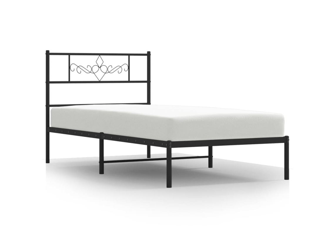 Estrutura de Cama com Cabeceira 90x190 Cm Metal Preto MAISON EXCLUSIVE