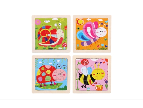 Fericie Insect Series Puzzle De Madeira Felicidade 4 Peças Colorido Total 36 Peças