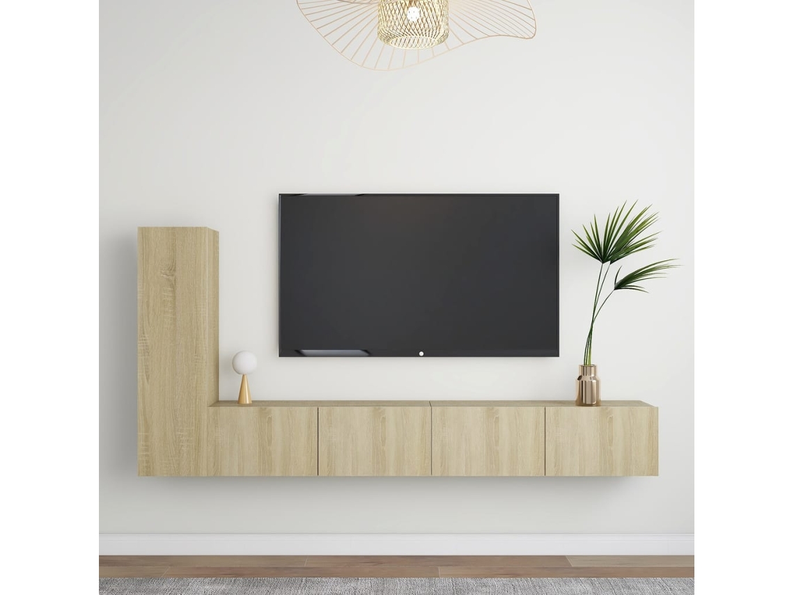 Vidaxl 3pcs Conjunto de Móveis de Tv Derivados Madeira Carvalho Sonoma