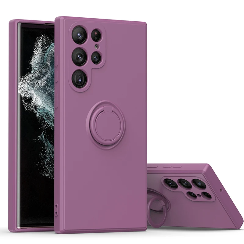 Capa Traseira De Silicone Líquido (roxo Escuro S26 Ultra) Com Suporte Magnético, Capa Para Celular