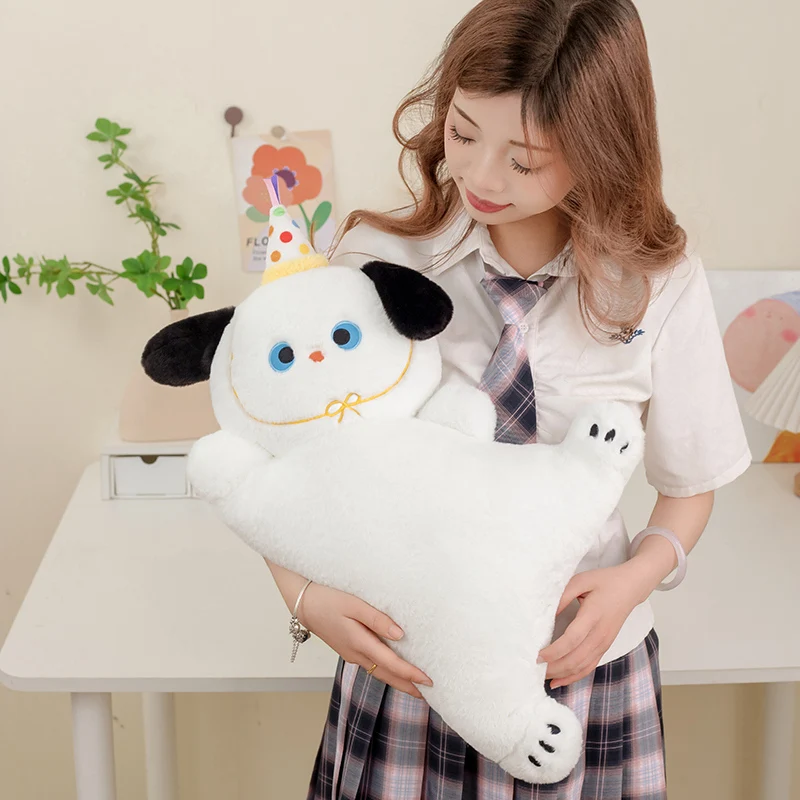 Almofada de Férias para Adultos com Formato de Filhote e Suporte Lombar. MDUG (cachorro Branco, 55 Cm)