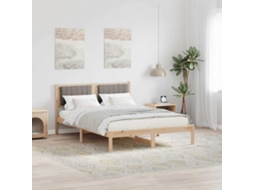Vidaxl Estrutura de Cama com Cabeceira Estofada Cinzento acastanhado