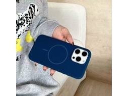 Capa Para Iphone 17 Pro Em Silicone Líquido Magnético Azul Royal Com Toque Suave E Anel De Sucção Magnética Que Cobre Toda A Capa.