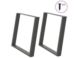 Vidaxl Pés Para Mesa De Jantar Em Formato De U, 2 Peças, Antracite, 100x(72-73) Cm, Aço