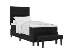 Cama Box com Cabeceira Preto 90 X 200 Cm Tecido MAISON EXCLUSIVE