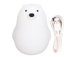 Lanterna Noturna Led Urso Branco com Toque e Temporizador Carregamento Usb Lâmpada de Cabeceira para Bebê | S/MARCA