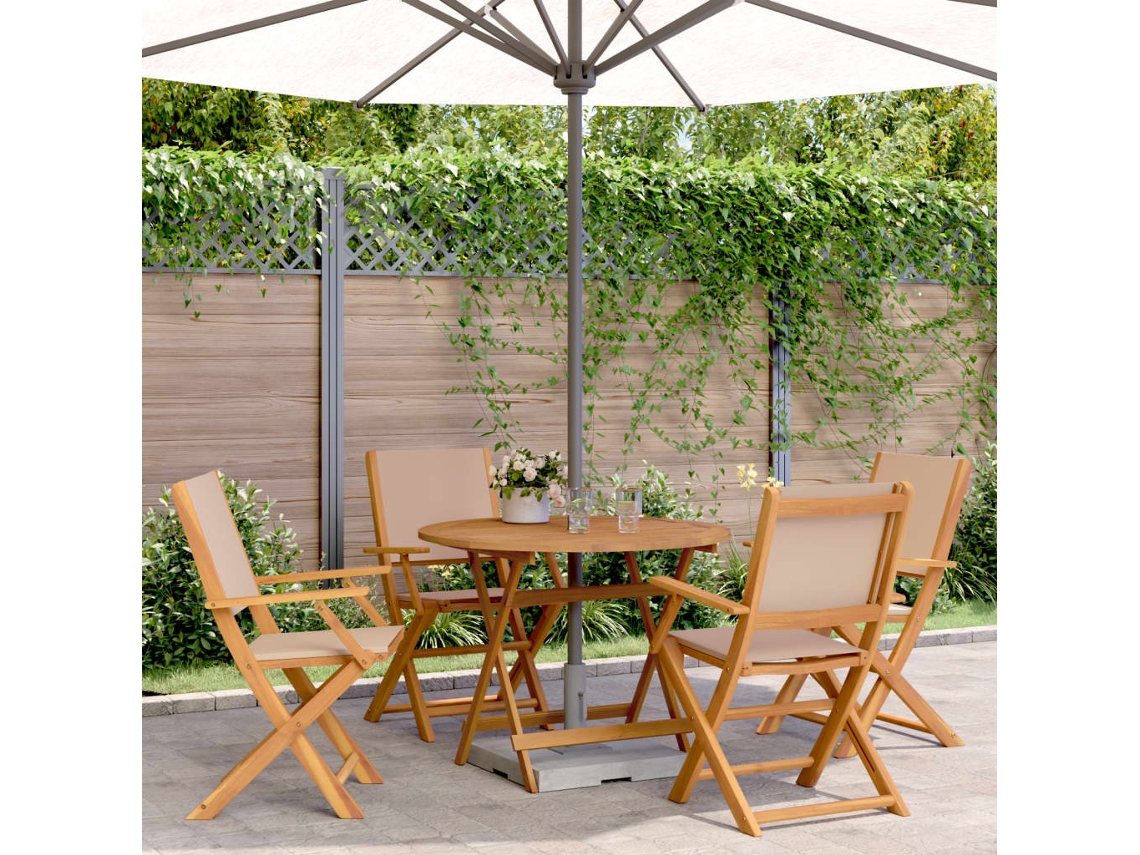 Vidaxl 5 Pcs Conjunto Jantar Jardim Tecido/madeira Cinza-acastanhado