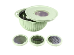 4 Em 1 Coador Tigela Com Ferramentas De Corte Coador Rotativo 2 Camadas Aço Inoxidável Alça Ergonômica Tigela Versátil Para Lavar*