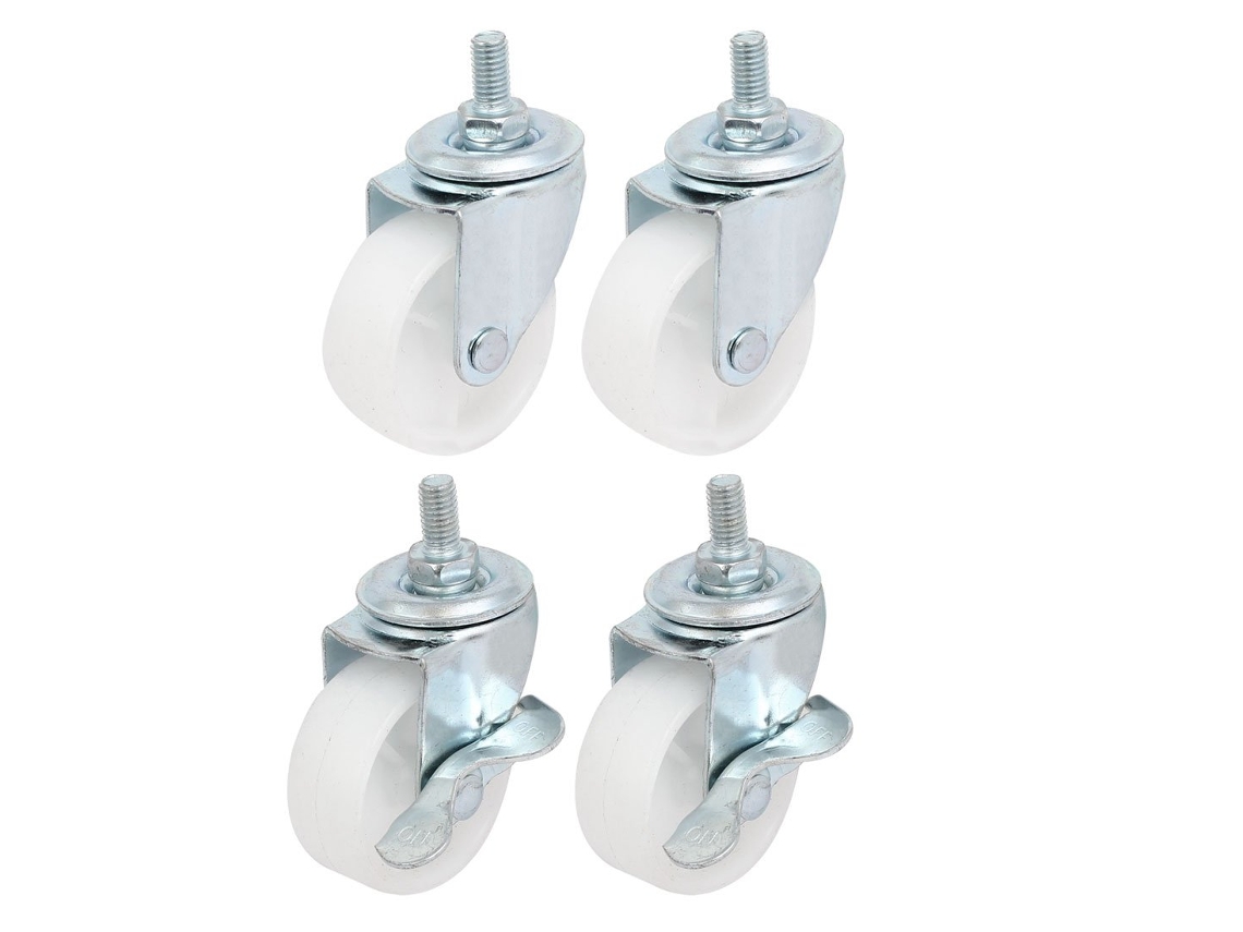 Roda Universal com Eixo Roscado M8x15mm de 2 Polegadas, Freio e Sem CHABERLU
