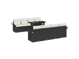 Conjunto 9 Conjunto De Sofá De Jardim Vidaxl Preto Vime Pe (251 X 179 X 85 Cm)