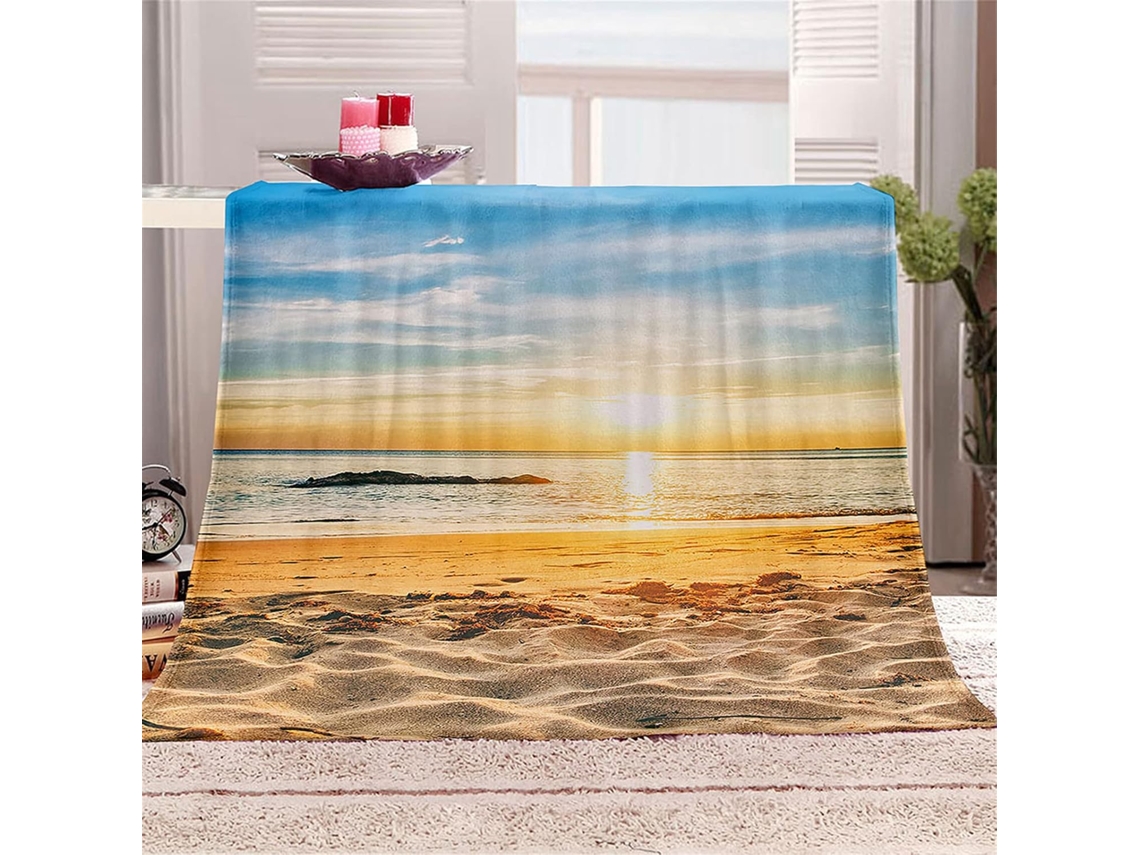 Manta de Flanela Fansu Estampa Praia Inverno Quente Macia e Fofa em Microfibra Ideal para Cama Ou Sofá Adequad