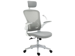 Cadeira De Escritório Ergonômica Com Apoio De Cabeça,função Balanço E Altura Ajustável,cinza,65x64x114-122cm