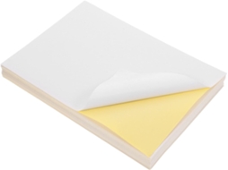 100 folhas de papel adesivo branco metalizado para etiquetas impressas, design leve e resistente a rasgos, ideal para