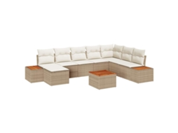 Conjunto 9 Conjunto De Móveis Para Exterior Vidaxl Bege Vime Pe (319 X 209 X 85 Cm)