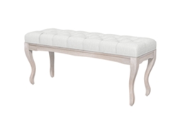Banco Pé De Cama Com Pés De Madeira E Assento Acolchoado Para Dormitório Entrada Corredor 110x37x49 Cm Creme