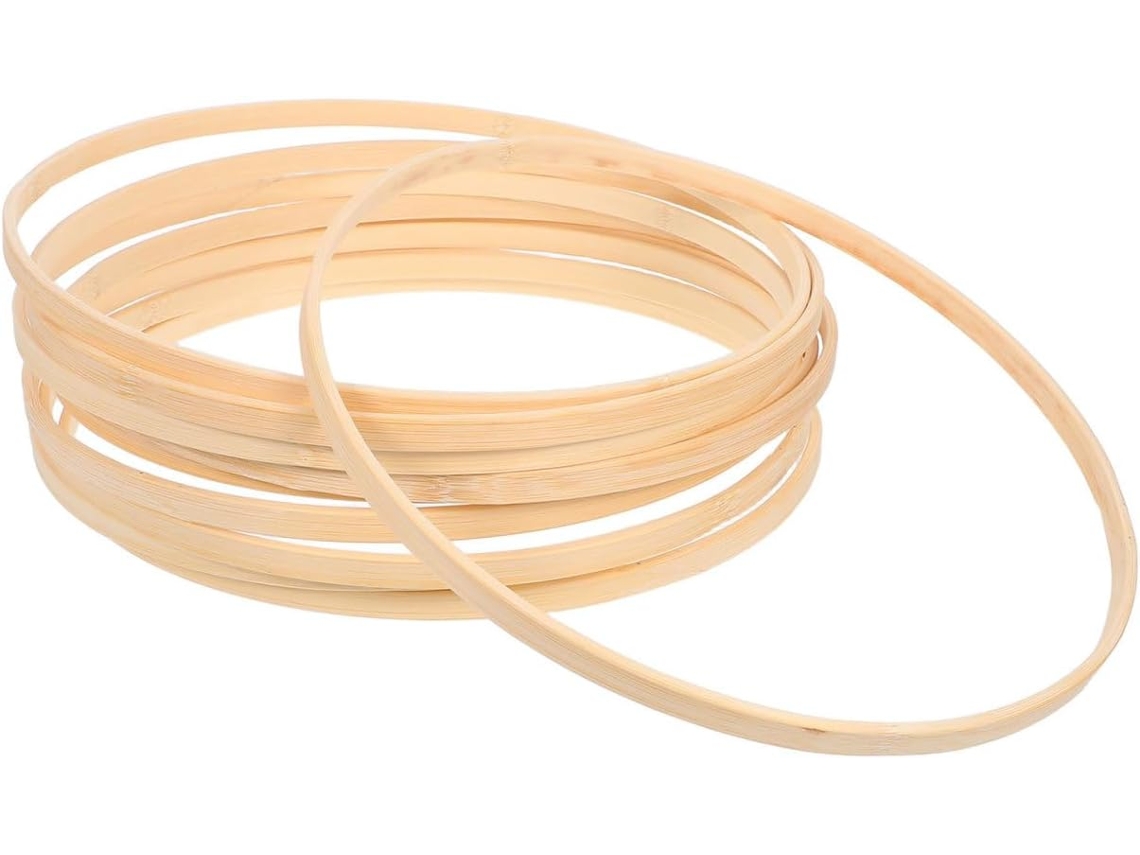Conjunto De 10 Aros Florais Redondos De Bambu Bege, 33 Cm