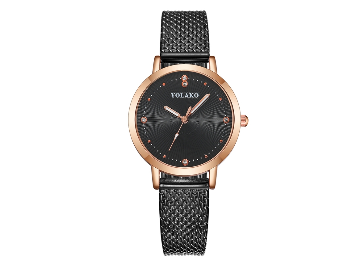 Relógio de Pulso Feminino Yolako de Quartzo com Pulseira de Plástico e Pedras Artificiais