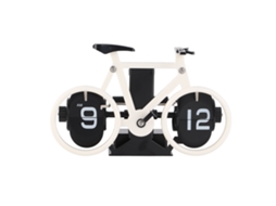 Baok-reloj de mesa flip vintage forma de bicicleta mecânica com engrenagens operadas por bateria para oficina hogar branco