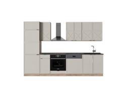 Cozinha Fame Line, 300cm, Pt Antracite, Grisbeige/carvalho Dourado, Carvalho De Força Dourado, Vicco