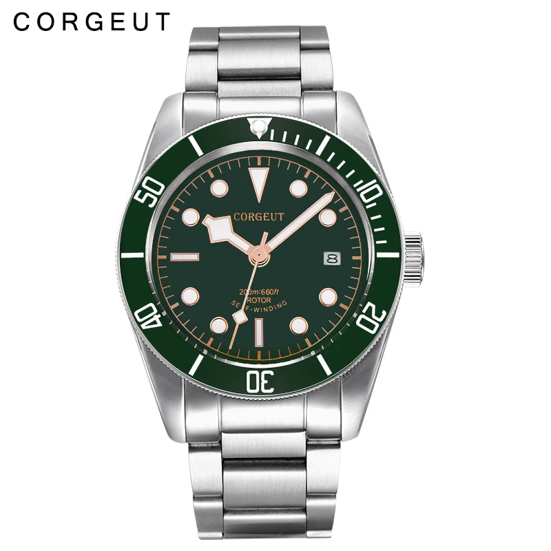 (verde) Relógio Masculino Automático Mecânico De Negócios De 41 Mm, À Prova D'água Para Mergulho Com Acabamento Luminoso.
