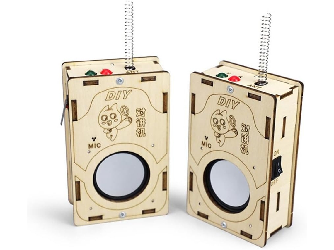 Conjunto de Walkie talkie de Madeira Diy de 2 Peças, Longo Alcance, para Aprendizado Eletrônico SFUSHOS