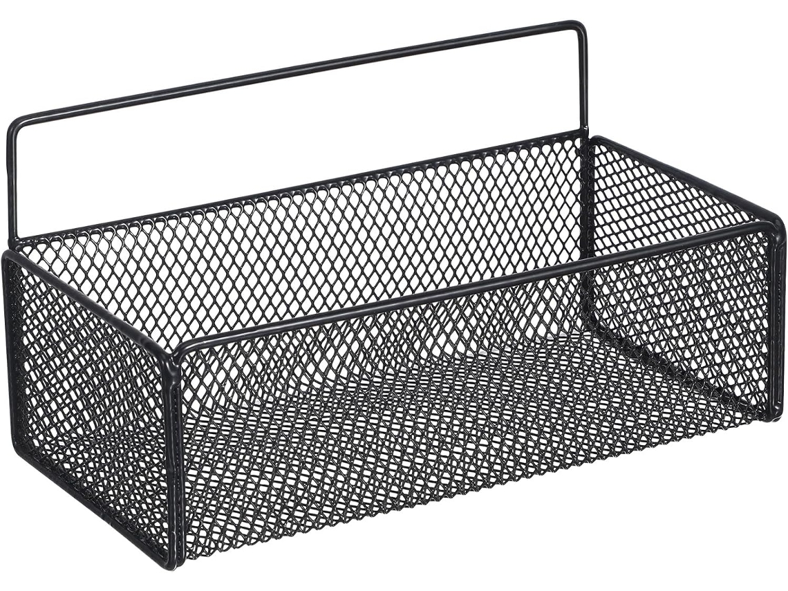 Prateleira De Armazenamento De Parede Em Metal Preto 27 15 14 X Cm Cesta De Cozinha Suspensa,