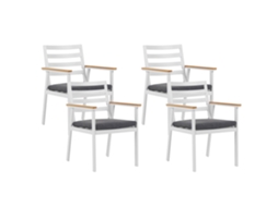 Conjunto De 4 Cadeiras De Jardim Com Almofadas Beliani Cavoli De Alumínio Cinzento 54x60x82